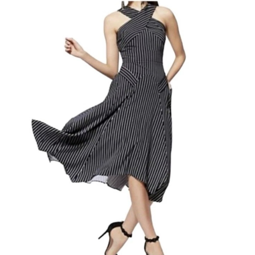New York & Company Black and White Asymmetrical Dress